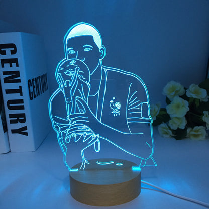 Veilleuse LED en Bois et en 3D de Kylian Mbappé