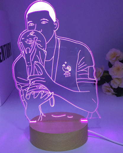 Veilleuse LED en Bois et en 3D de Kylian Mbappé